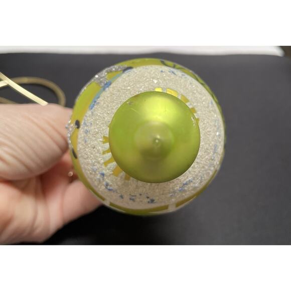 Vintage Original Cap Poland Teardrop Double Ball Mica Glass Ornament. Large 4.5” - Picture 5 of 6